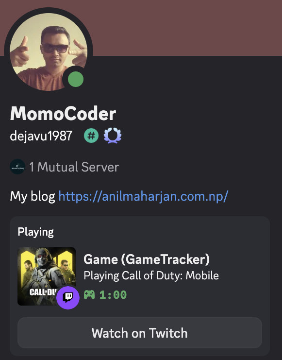 Discord Rich Presence integration showing game status