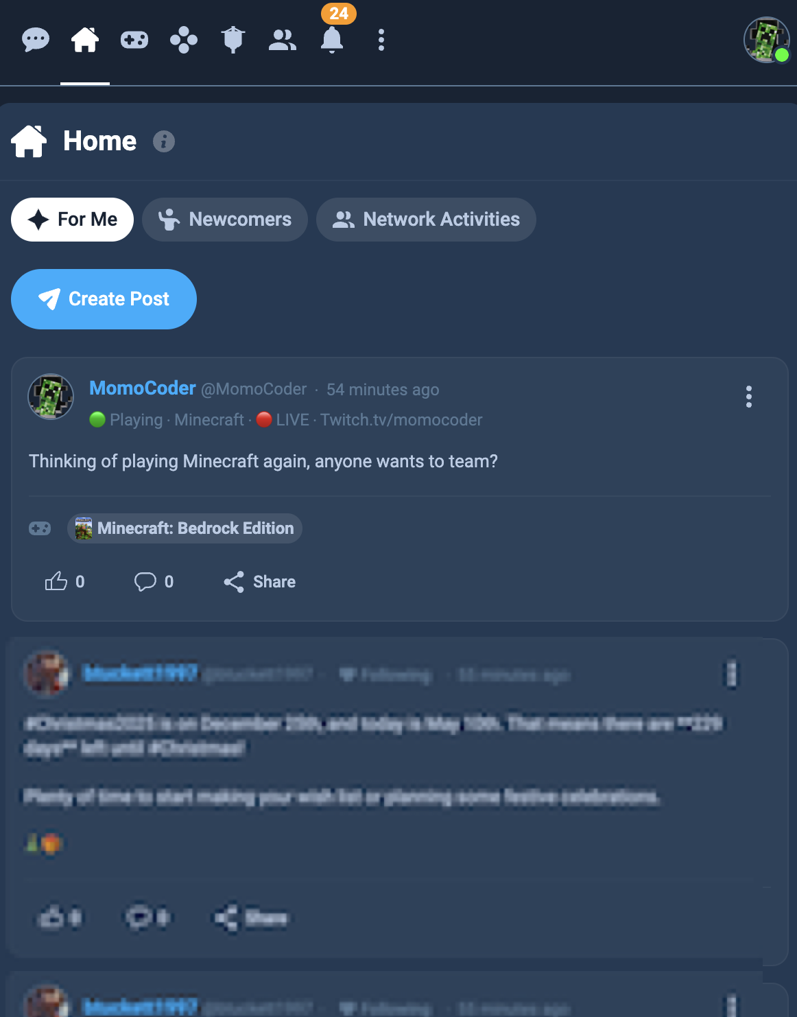 GamerProfiles integration showing game status